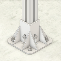 33-4545-1 MODULAR SOLUTIONS FOOT<br>45MM X 45MM (4) SIDED FOOT W/11MM FLOOR ANCHOR HOLES